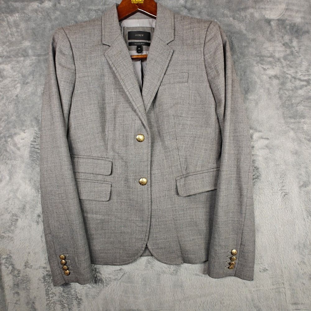 J.Crew Schoolboy Blazer Womens 6T Grey Gold Button Wool Blend Jacket 04696